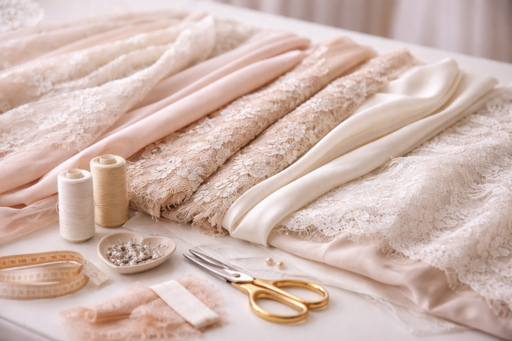 tissus de couture et ciseaux pour retouches