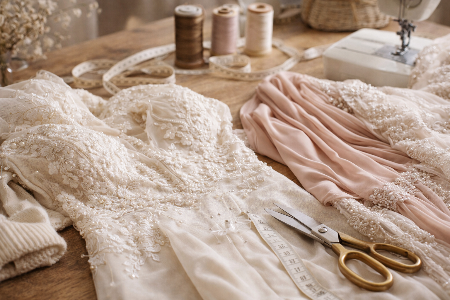 robe de mariée et tissus pour retouches